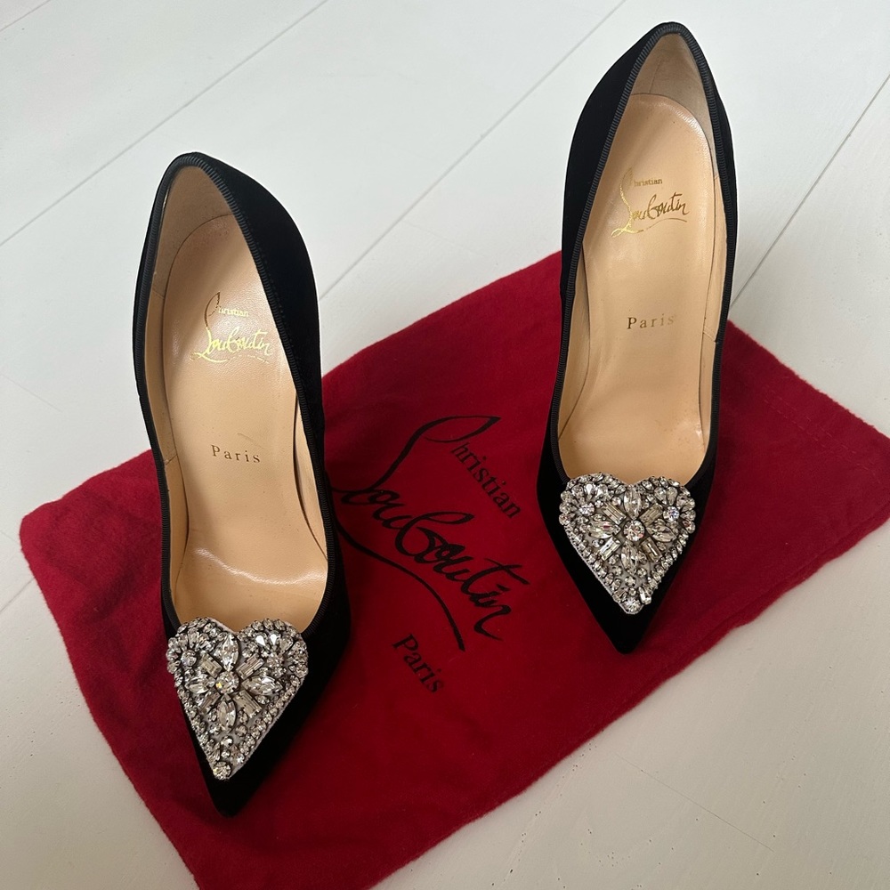 Christian Louboutin Cristocora 120 black velvet heels - Picture 2 of 10